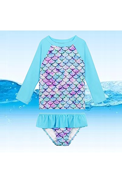 NO BRAND COSTUM DE BAIE PENTRU FETE CU MOTIV DE SIRENĂ ȘI SOLZI, PROTECȚIE UV...
