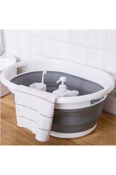 Korbi Coș mare de rufe, pliabil, din silicon, lighean de camping 25L