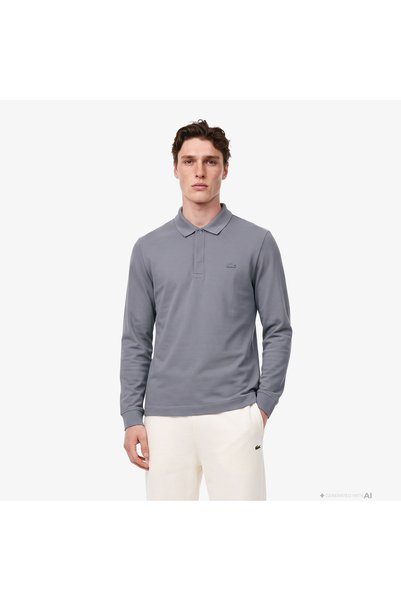 Lacoste Erkek Regular Fit Uzun Kollu Koyu Gri Paris Polo
