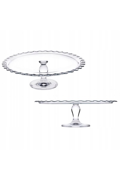 Borcam By Pasabahce Platou de tort din sticlă de 37cm cu picior, Patisserie