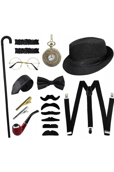 NO BRAND ACCESORII BĂRBAȚI COSTUM RETRO GANGSTER PEAKY BLINDERS GATSBY x6
