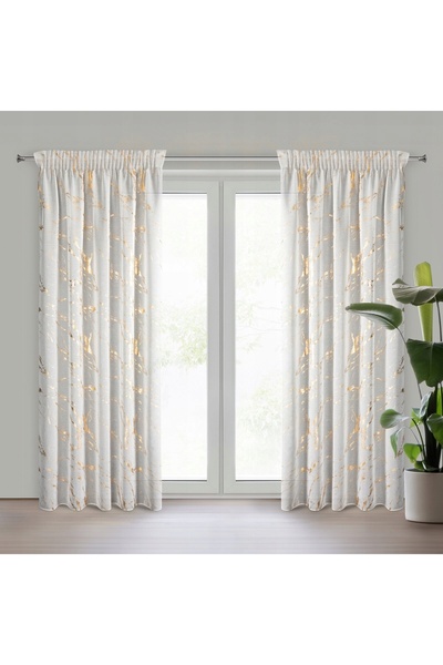Eurofirany FIRANA GOTOWA MOLLY1 pe bandă 140X270 alb auriu lucios