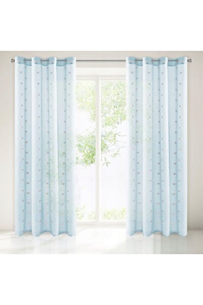 Eurofirany FIRANA ready BENAY 140x250 cm albastru-ciel SILVER HEARTS firanka ...