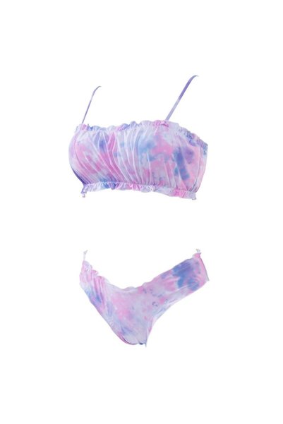 NO BRAND Costum de baie din două piese, tip bikini, cu top bandeau și slip, p...