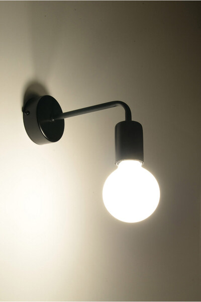 Sollux Lighting Aplică de perete neagră, tip glob, pentru living, dormitor, h...