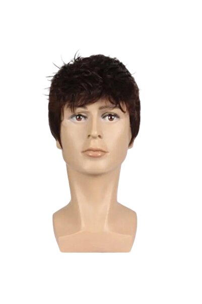 Korbi Perucă scurtă neagră pentru bărbați, stil brut, pentru cosplay și deghi...