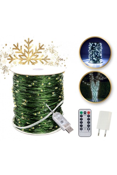ECARLA Lumini de Crăciun 500 LED Alb Rece 50m Rolă de cablu USB