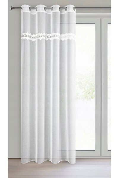 Eurofirany Firana gata confecționat KAJA 140x150 cm alb cu inele pentru livin...