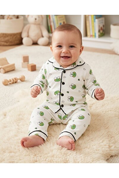 Ege Bebek Baby Boy Frog Printed 2-3-4-5-6 Years Old Double Breasted Collar 10...