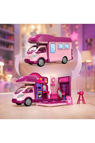 Stator Dulap roz pentru păpuși, accesorii auto pentru camping, pentru fete.