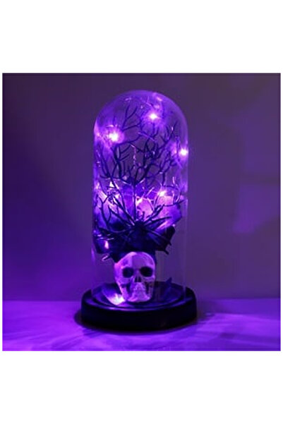 OEM Διακοσμητικός Θόλος για το Halloween με Νεκροκεφαλή Αράχνης & Μωβ LED Ø11...