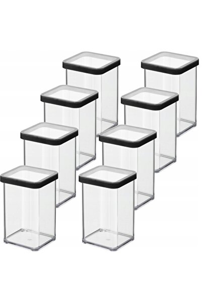 Rotho SET 8x RECIPiente ORGANIZATOARE PENTRU ALIMENTE ȘI PRODUSE Vrac, NEGRE,...