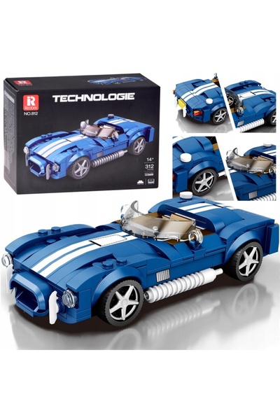 Jokomisiada Set de construcție Mașină sport ALBASTRĂ, roadster clasic, 312 pi...