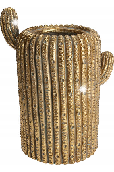 MONDEX HUSĂ DECORATIVĂ PENTRU GHIVECI, AURIE, CU MOTIV DE CACTUS, PENTRU FLOR...