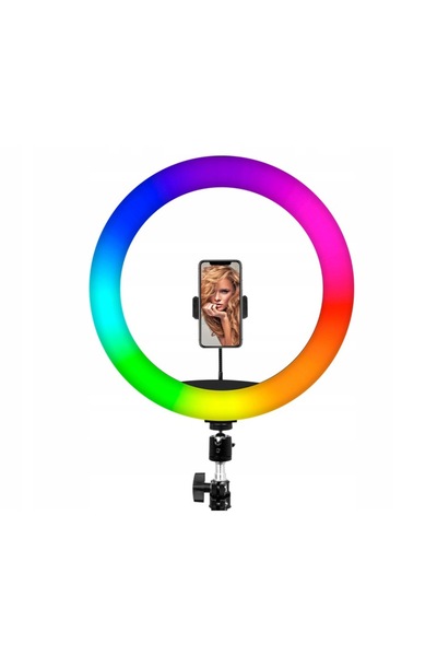 NO BRAND Lampă de tavan tip inel LED cu stativ RGB mare