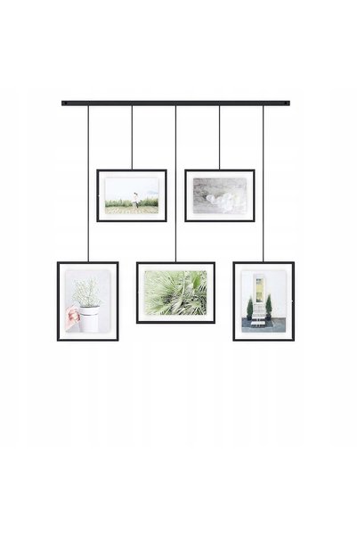 umbra Set de 5 rame pentru tablouri, agățătoare de tablouri negru modern EXHIBIT