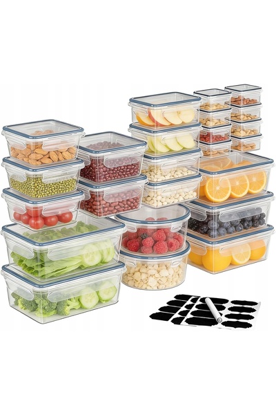 NO BRAND Set 24 recipiente etanșe pentru depozitarea alimentelor, pentru frig...
