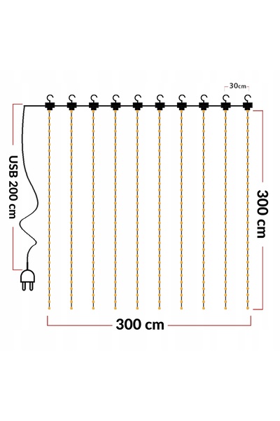 Heckermann Perdea luminoasă LED 3x3, 300 de lămpițe, ghirlandă lumini de Crăc...