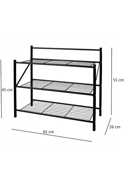 Brunbeste Raft pentru pantofi robust și elegant, negru, cu 3 niveluri, din me...