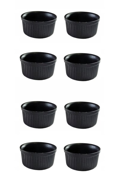 MPLCO Boluri ceramice negre pentru crème brûlée, 8 bucăți + set torță