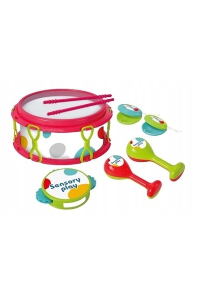 Norimpex Set de instrumente muzicale cu tobă de 28 cm, tamburină, maracas, ca...