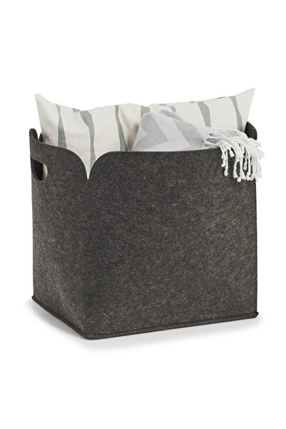 zeller COȘ DE PĂTURĂ GRI CU MÂNERE, TIP CONTAINER, STIL BOHO 36x28