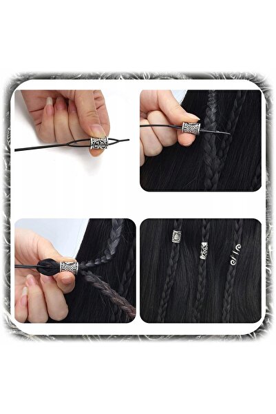 NO BRAND SET 160 MĂRGELE EL BEADS DECORAȚII PĂR BARBĂ OȚEL VINTAGE VIKING