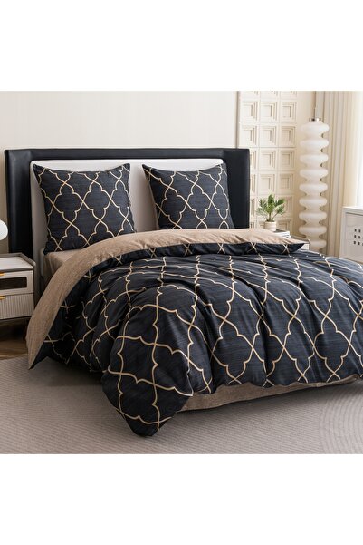 Cotton World Set de lenjerie de pat reversibil 160x200 din microfibră, cu bor...