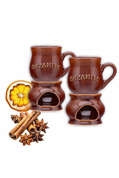 ALTOM DESIGN Set de 2 încălzitoare de căni pentru vin fierbinte/ceai, 250ml