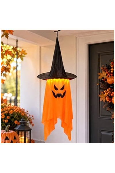 OEM Κρεμαστό Φαναράκι για Halloween με Φάντασμα Κολοκύθας και Ζεστό Λευκό LED...