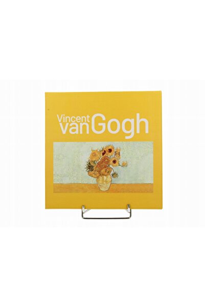 Duo 2 farfurii de desert pe suport, cu design Floarea-soarelui VAN GOGH, 19cm