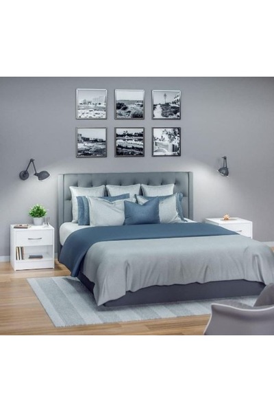 VASAGLE Set de 2 noptiere stil minimalist, cu compartiment deschis și sertar,...
