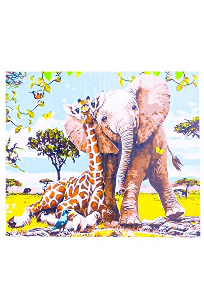 Norimpex Pictură pe numere Elefant și Girafă 40x50