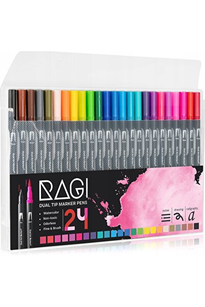 RAGI MATERIALE DE ARTĂ 24 BUCĂȚI Set de markere acuarelă cu două capete