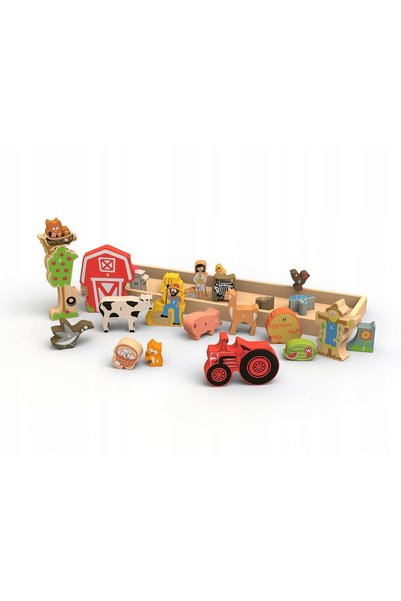 Norimpex Joc educativ PUZZLE FERMA Forme din lemn PENTRU COPII CULORI MONTESSORI