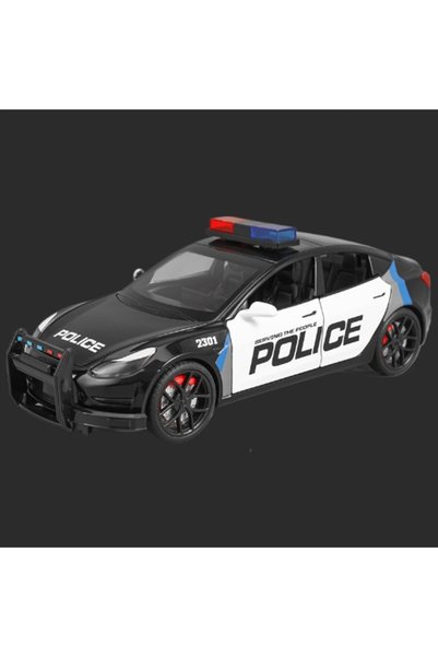 Pan i Pani Gadżet MODEL AUTO METALIC TESLA 1:24 CU SUNET ȘI LUMINĂ, POLIȚIE N...