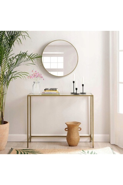 SONGMICS Măsuță consolă GLAMOUR din metal auriu de 100 cm pentru living
