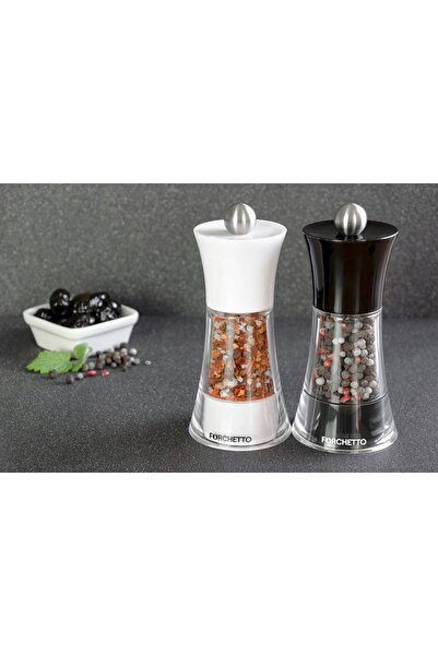NO BRAND Forchetto Pioni 13,5cm Negru și Alb Set de râșnițe pentru sare și piper
