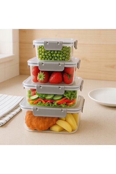 Orion RECIPIENTE PENTRU ALIMENTE CU CAPAC ETANȘ LUNCHBOX, SET DE 4 BUCĂȚI
