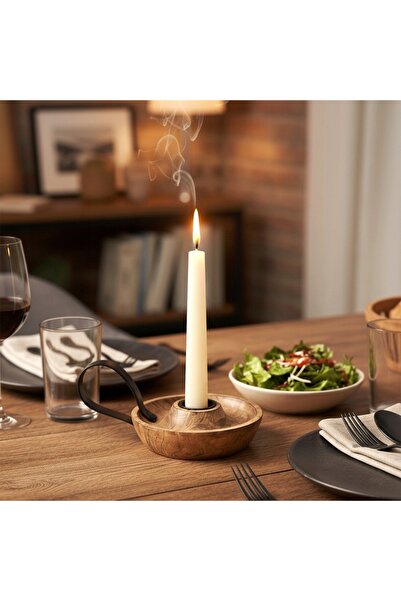 Orion Sfeșnic din lemn de mango pentru lumânări tealight – decor de masă pent...