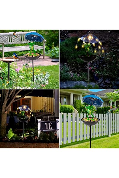 Real Garden Lampă solară, hrănitoare pentru păsări, ornament de grădină, deco...