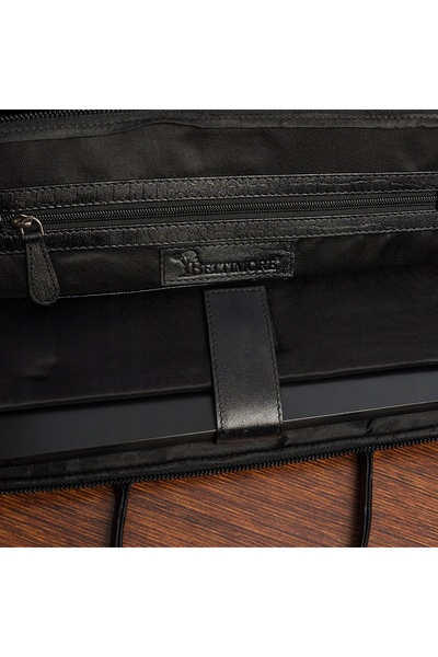 Beltimore Servietă din piele croco pentru laptop de 15.6 inch, negru, A4