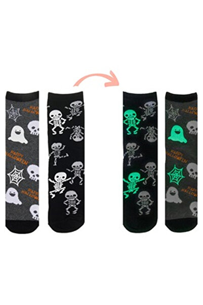 OEM Sosete Negre Gri Albe cu Model Fantoma Schelete Glow in the Dark de Hallo...