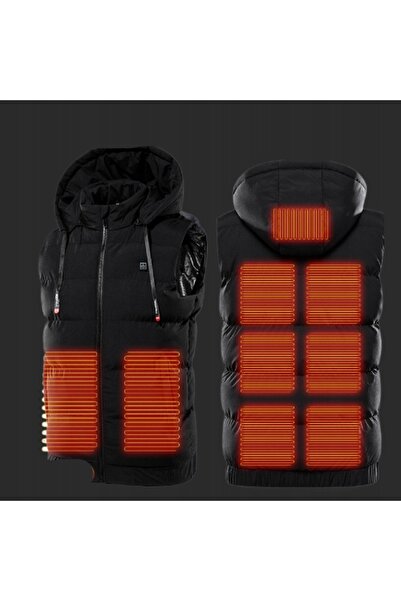 NO BRAND Vestă electrică încălzită, fără mâneci, cu glugă, neagră, 4XL