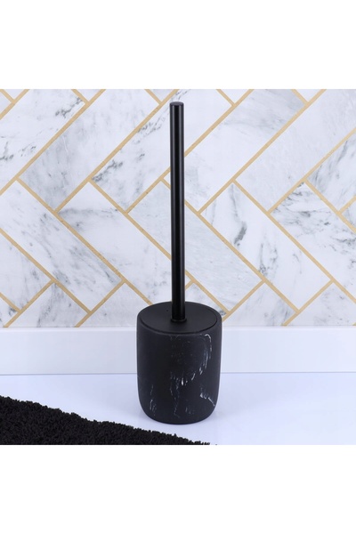 NO BRAND TENDANCE Perie de toaletă pentru baie WC cu suport, negru marmorat