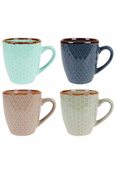 Excellent Houseware Set de 4 căni ceramice pentru cafea și ceai Prezent