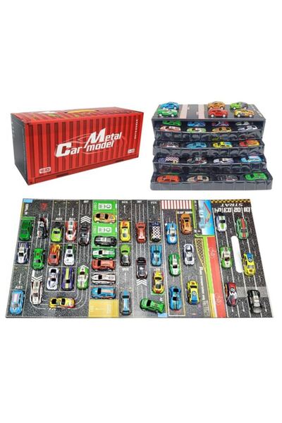 Norimpex Set cadou cu 48 de mașini din rășină, ambalaj decorativ, parcare garaj
