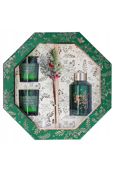 NO BRAND SET AROMATIC Set cadou de Crăciun cu 2 lumânări și difuzor cu bețișoare