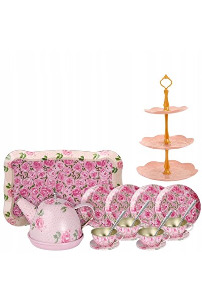 ProNice SET DE CEAI METALIC, CEAINIC, CEAȘȚI, TAVĂ, DULCIURI, VALIZĂ