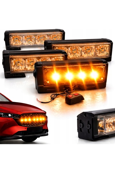 AGMITY 4 bucăți de lămpi stroboscopice cu LED-uri, lămpi de avertizare, 12 V,...